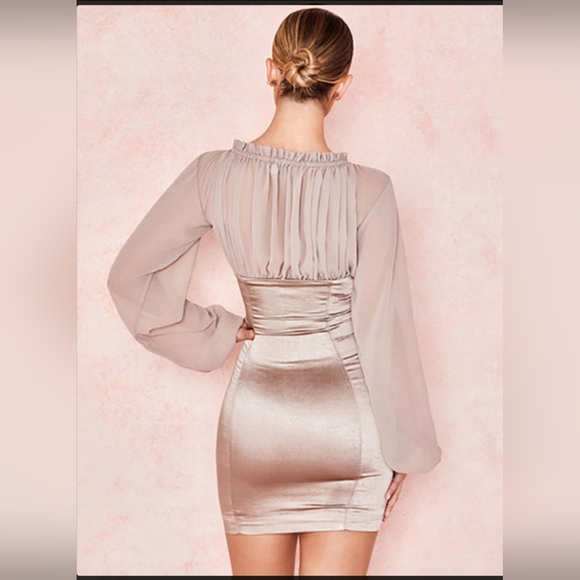 Fashion Nova- New With Tags Snatched Muted Rose Mini Dress - Picture 4 of 7